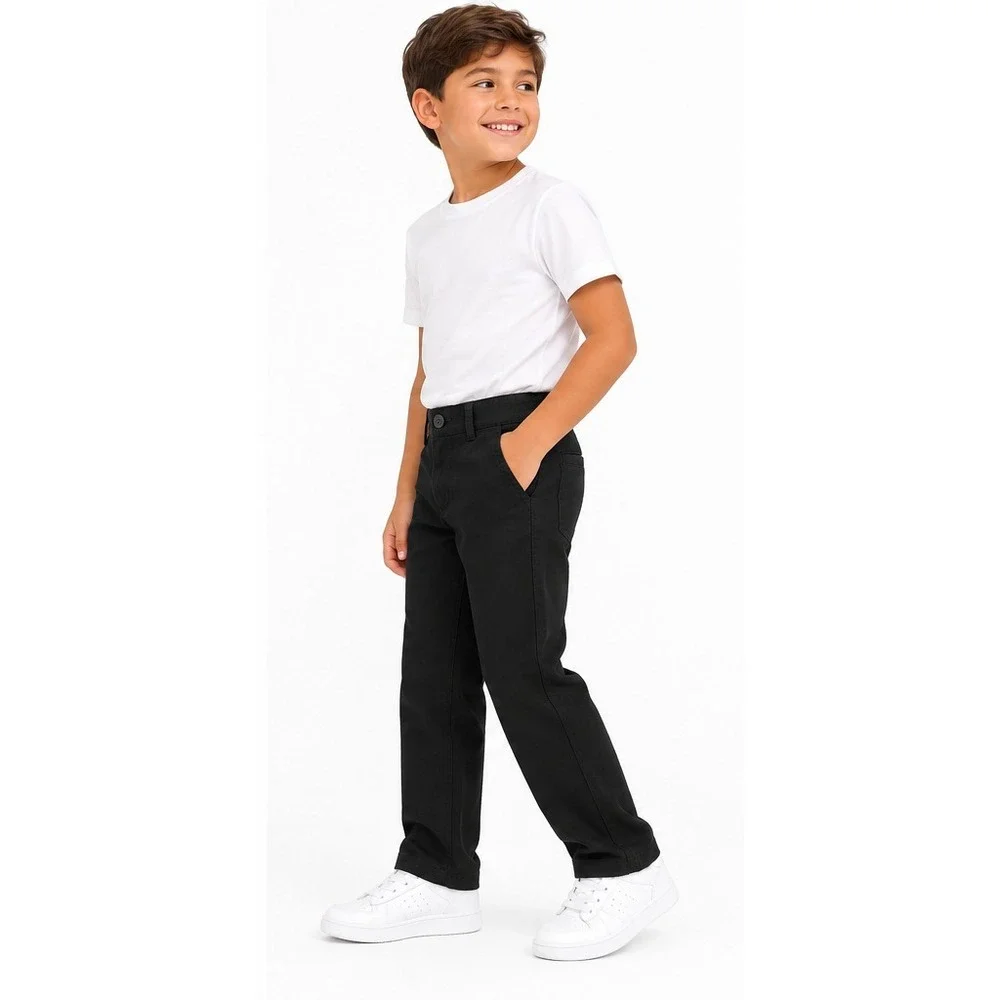 The Children's Place Boys Uniform Chino Pants Size 5 Black Stretch Skinny Fit